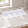 Scissor-Adjustable Sink Water Barrier for Single or Double Bowls with Ribbed Panel, Flexible Form and Return Flows Slope