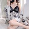 2025 Women's Gold Velvet V-Neck Pajamas - Long Sleeve, Mid-Length, Loose Fit, Autumn Fairy Style Homewear
