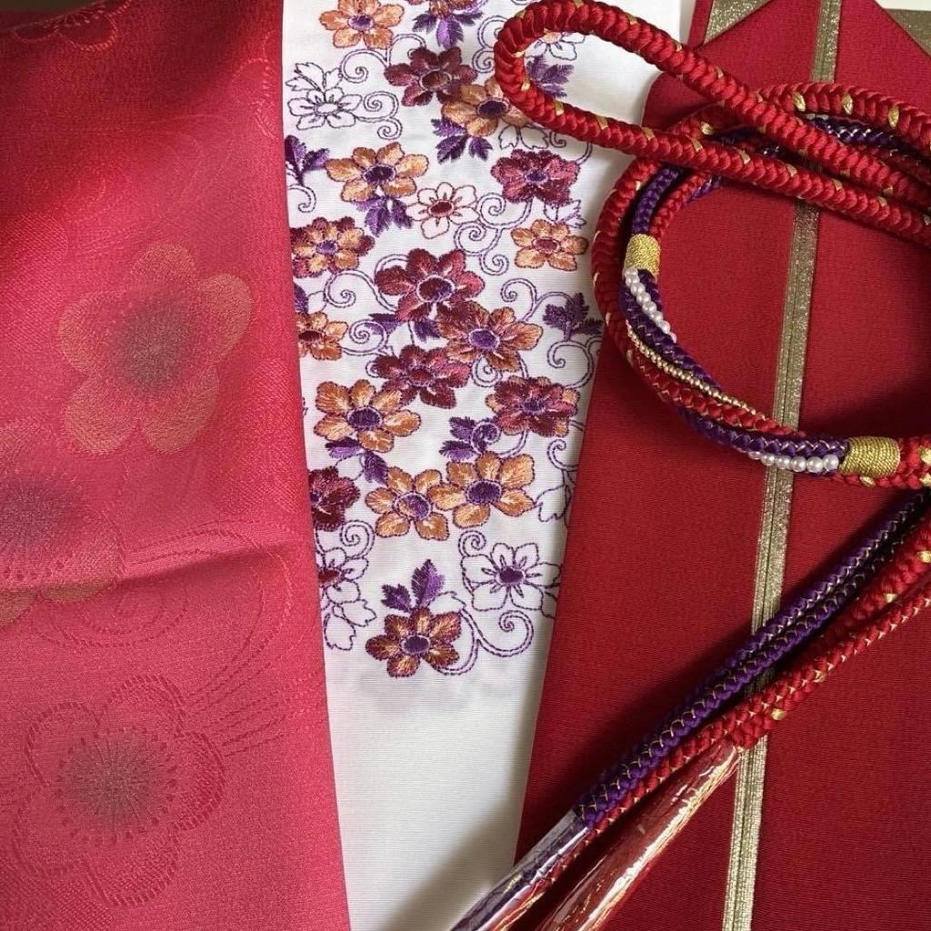 Used This Month's saleObi Tightening for Furisode, Obiage for Furisode, Layered Collar for Furisode, Embroidered Half Collar, Kimono Accessories for