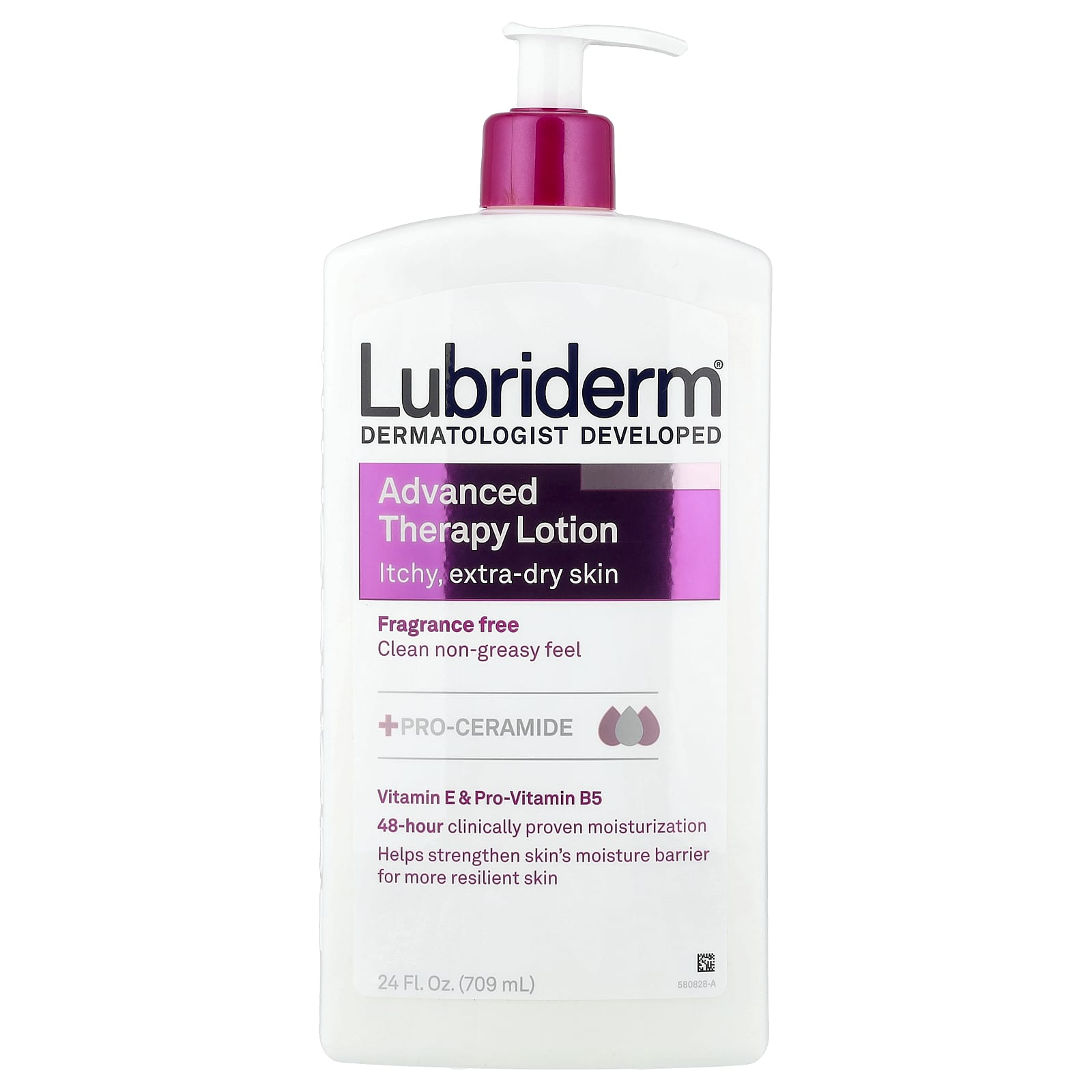 

Lubriderm, Advanced Therapy Lotion, Itchy, Excessively Dry Skin, Fragrance Free, 24 fl oz (709 ml)