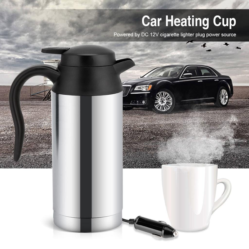 12V 750ml Elektrisk bilkittel i rostfritt stål Värmekopp Kaffemugg Resevattenflaska