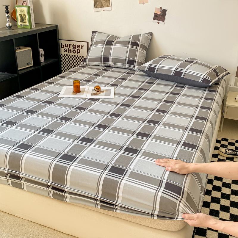 Plaid Style Fitted Sheet Skin-friendly Bed Cover Elastic Bedsheet for Girls Boys Room couvre lit Home Bed Linen(No Pillowcase)
