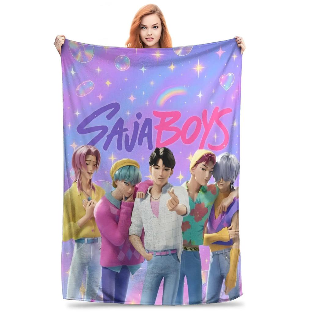 K-Pop Saja Boys Blanket  Warm Soft Fluffy Plush Throw Blanket For Children Couch Chair Sofa Bed Flannel Bedspread Bed Cover