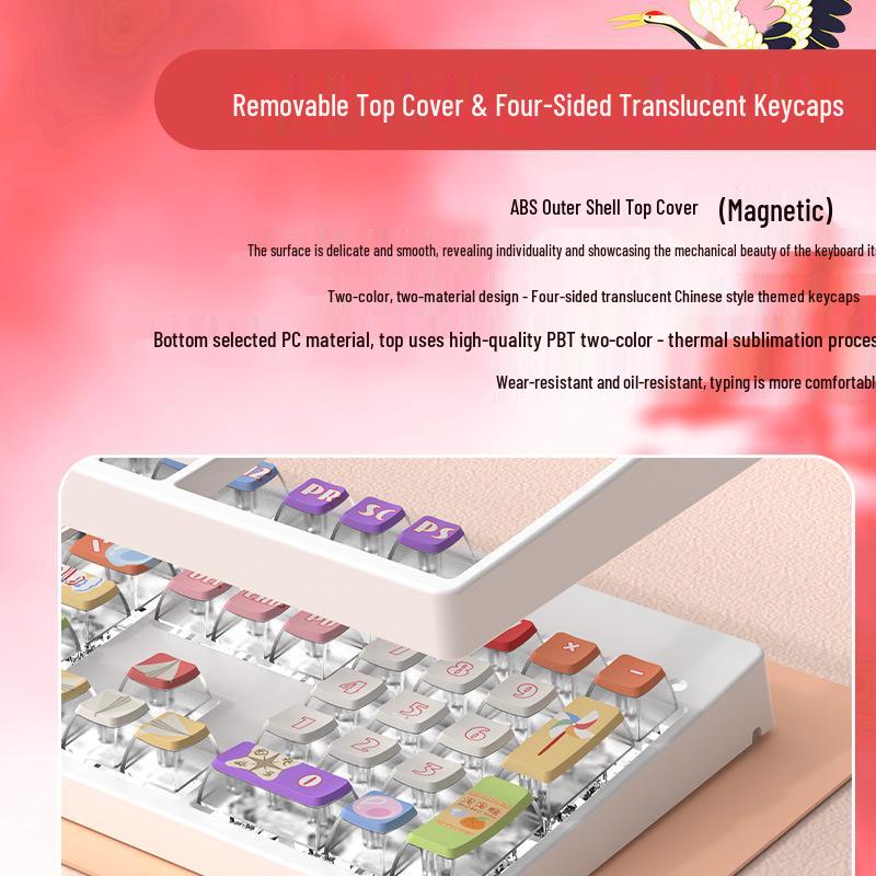 Sakura Esports 104-Key Wired Mechanical Keyboard for Girls - PBT Translucent Design, Universal for Office Use