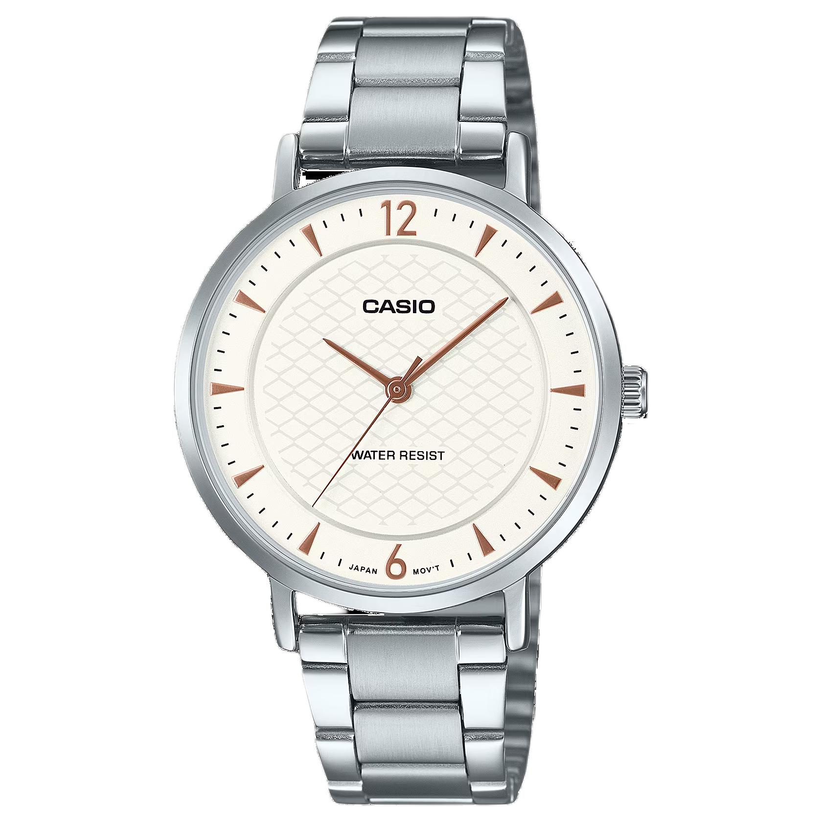 CASIO Quartz Movement Stainless Steel Strap Watch Unisex White Dial LTP-VT04D-7A White Dial
