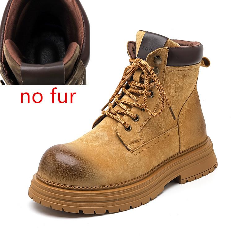 

Ботинки мужские на шнуровке высокие ботинки мужские из коровьей замши кожаные зимние модные плюшевые теплые туфли уличные кроссовки нескользящие ботильоны 46 жёлтый