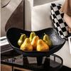 Ceramic Fruit Dish Snack Plate Fruit Tray Home Desktop Storage Container Dessert Plate Irregular High Tray Home Decoration