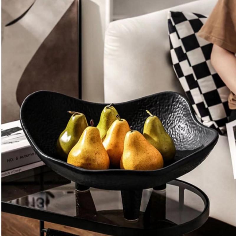 Ceramic Fruit Dish Snack Plate Fruit Tray Home Desktop Storage Container Dessert Plate Irregular High Tray Home Decoration