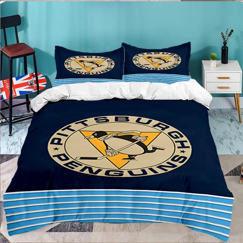 Penguins Hockey Jersey 3PCS Bedding set,Ideal for 1pc Duvet Cover And 2pcs Pillowcases Perfect for Fan gift,Ideal for Bedroom, Dormitory