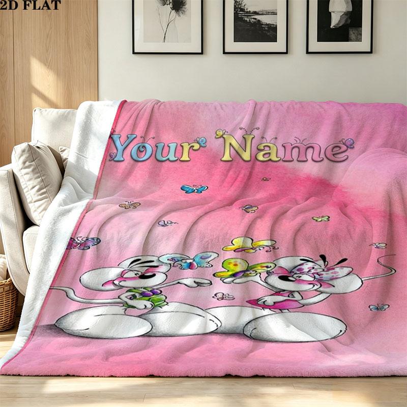 1PC Diddl Custom Name Patterned Flannel Blanket Suitable For All Seasons for Home Decor Warmth and Comfort Gifts Holiday Present