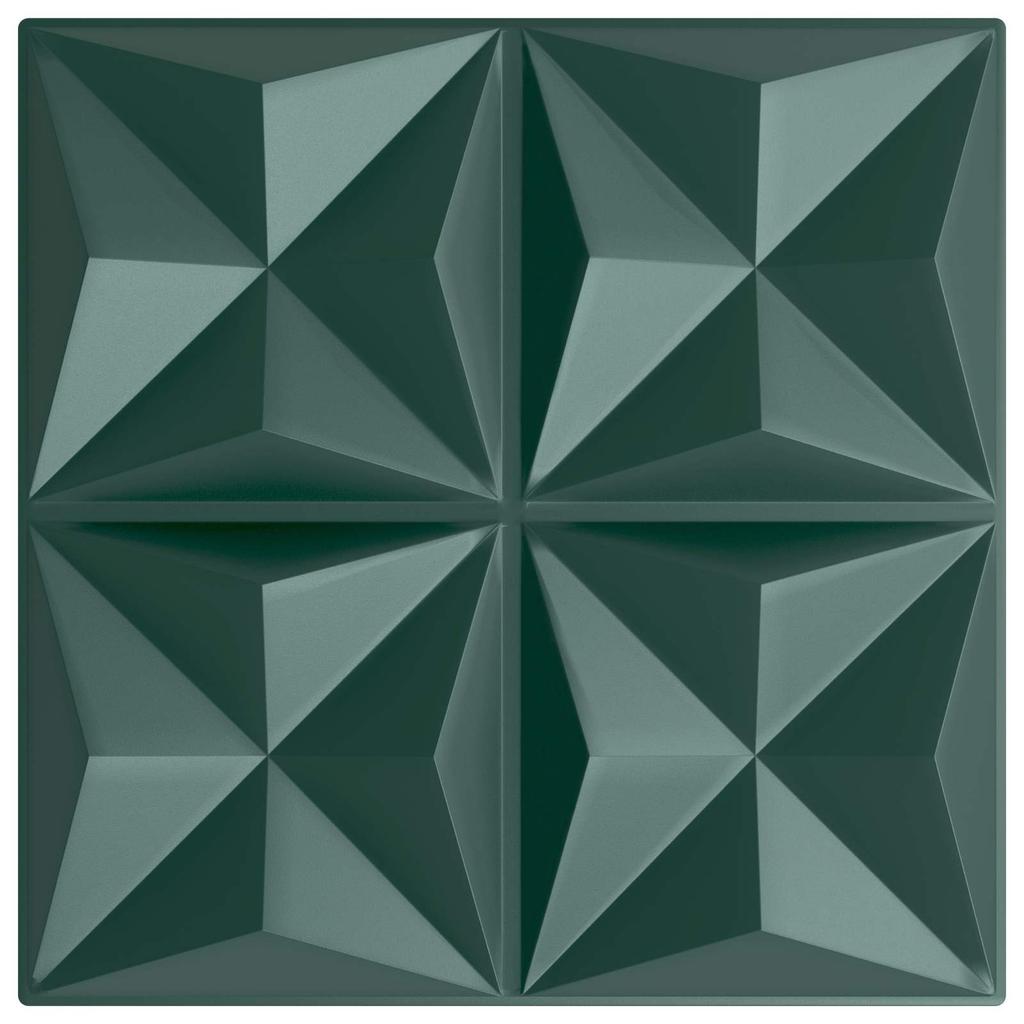 Wall Panels 12 pcs Origami Green 50 x 50 cm XPS Foam