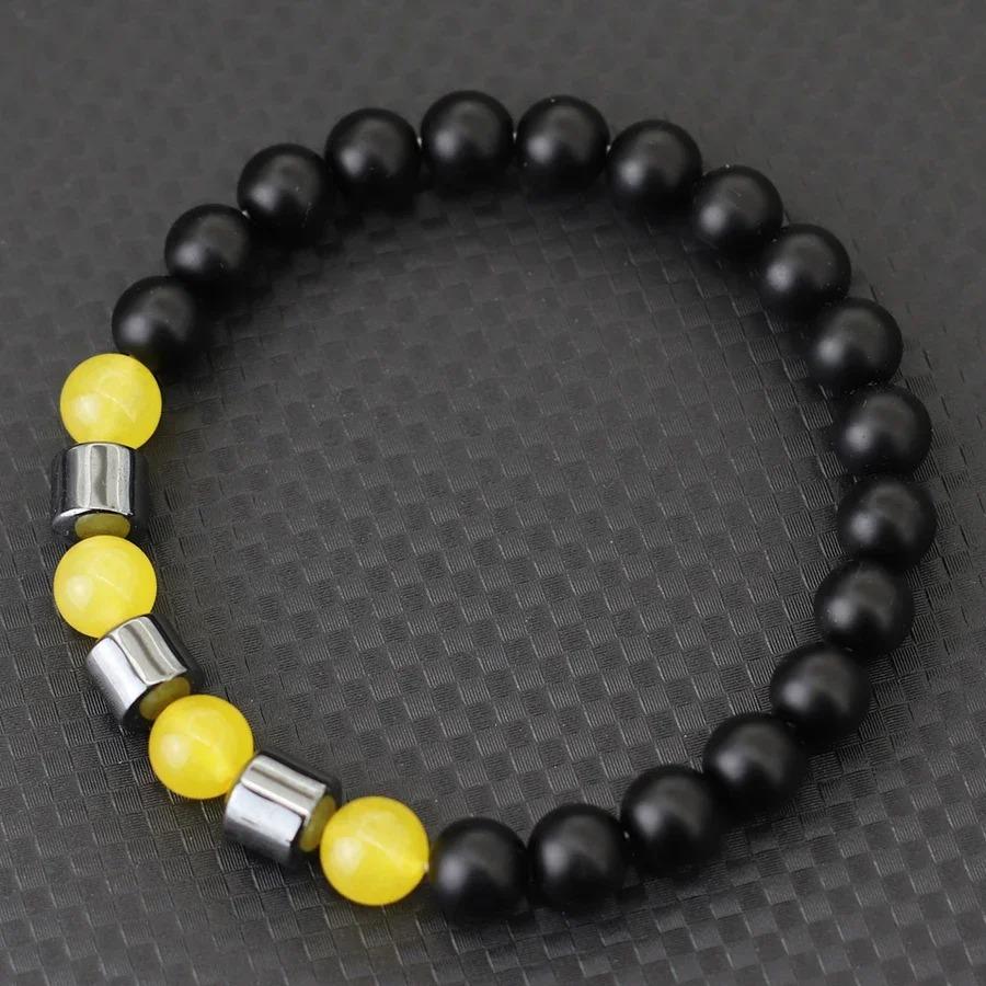 Unique Natural Colourful Stone Bracelet Men 8mm Howlite Tiger Eyes Hematite Beads Energy Bangles Meditation Leisure Homme Joias