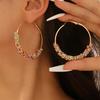 Colored Zircon Simple Hoop Earrings For Women Fashionable Personalized Daily Accessory Party  Birthday Anniversary Gifts
