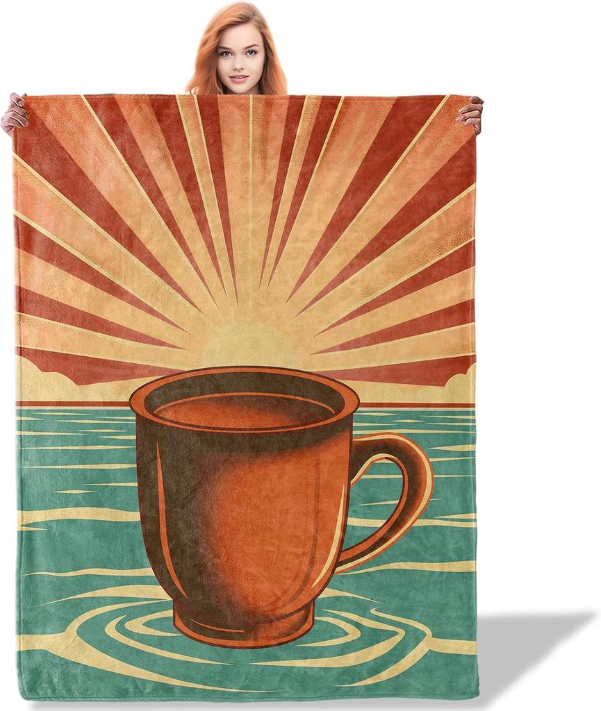 Toasty Breakfast Throw Blanket 50x60 Inch, Quirky Food-Themed Blankets for Kitchen or Dining Area, Playful Toast and Butter Patt