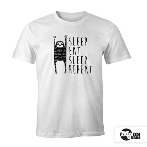 Funny Mens T-Shirt Sleep Eat Sleep Repeat Sloth Fun Shirt Moonworks S