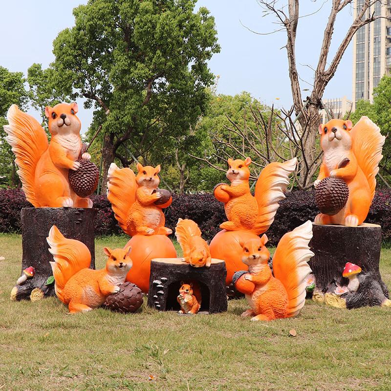 Realistic Fiberglass Squirrel Garden Sculpture