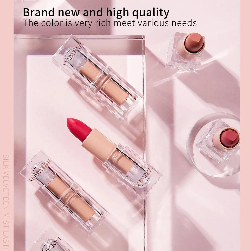 HANDAIYAN Matte Nude Lipstick Velvet Finish Long Lasting Waterproof Korean Beauty Cosmetic Makeup Gift for Women
