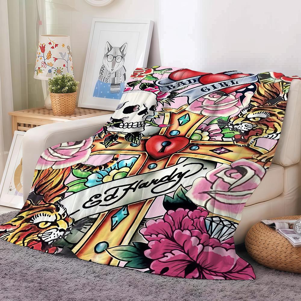 

Модный бренд E-Ed H-Hardy Плед Теплый и мягкий Подходит для спальни, гостиной, дивана, кровати, офиса, путешествий, кемпинга 30x40in