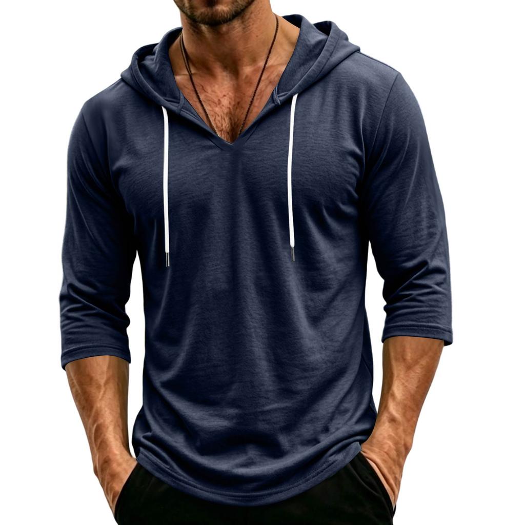Herren lässiges Kapuzenshirt mit Dreiviertelärm für den Alltag