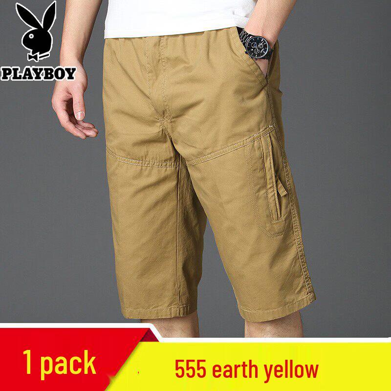 PLAYBOY Men s Pure Cotton Multi-Pocket Capri Shorts XL