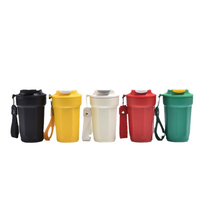 Neue Edelstahl Achteck Kaffeetasse Hohes Erscheinungsbild Mädchen Begleittasse Tragbare Auto Kaffee Thermosbecher