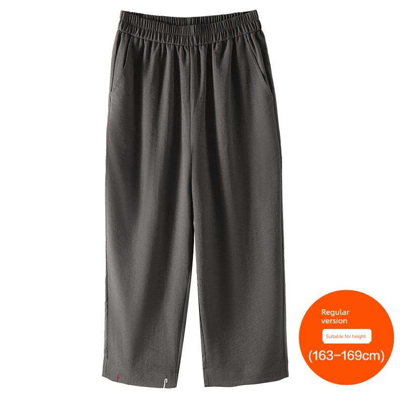 

Plus size women clothing [Cool Feeling Bamboo Pants] Three Pants Length Embroidery Elastic Waist Slimming Cropped Ice Silk Cool Pants Dark gray (163-169cm) 8xl