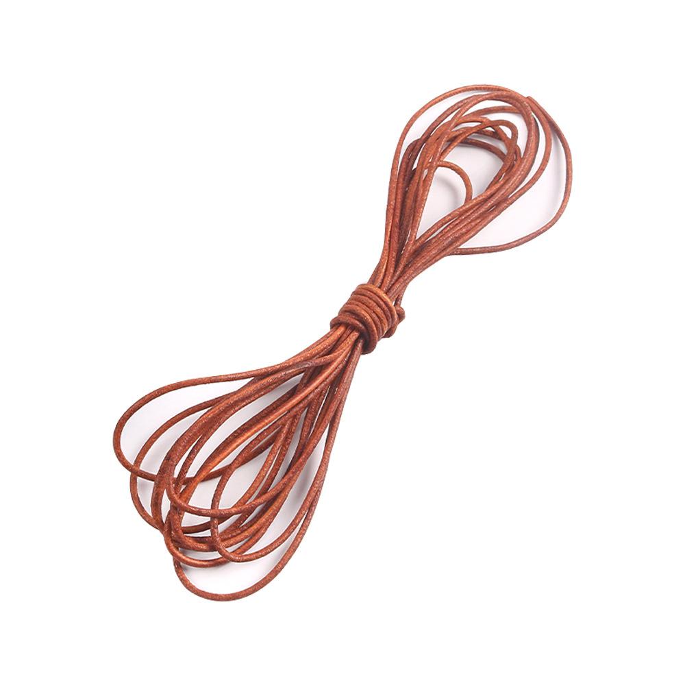 1-5Mm Retro Round Real Cowhide Rope Necklace Rope Diy Leather Rope Handmade Thick Rope Flat Jewelry Accessories Material