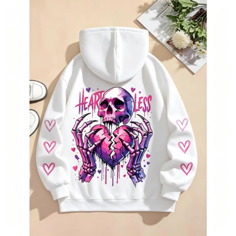 Hoodies for Boys Girls Casual Sweatshirt Kids Clothes Tops Long Sleeve Hoodie Shattered Love Skull Printed Hooded Pullover