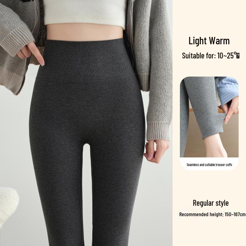 

High-Rise Ribbed Leggings for Tall Women: 2025 Autumn/Winter Thickened, Warm, Body-Shaping Skinny Pants Medium