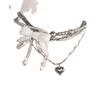 Wind silver love beaded necklace niche design girl retro high sense versatile collarbone neck chain