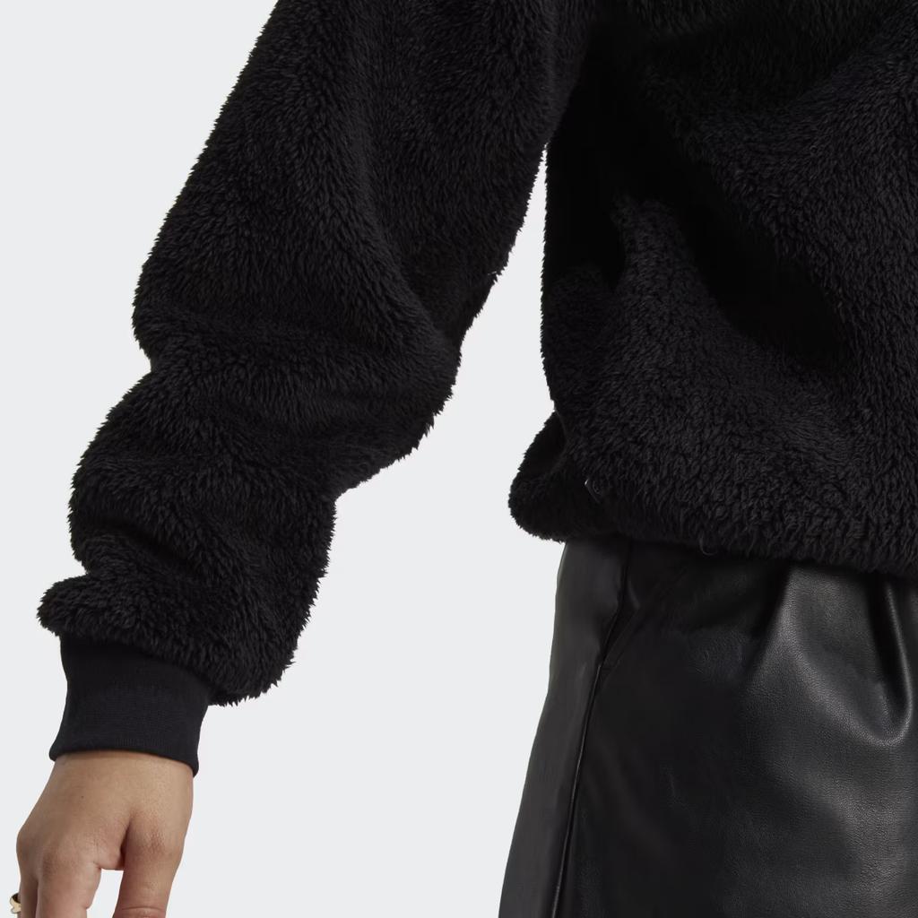 Adidas Originals Solid Color Hooded Pullover Long Sleeve Sweatshirt Women Sweatshirt Black IC2253