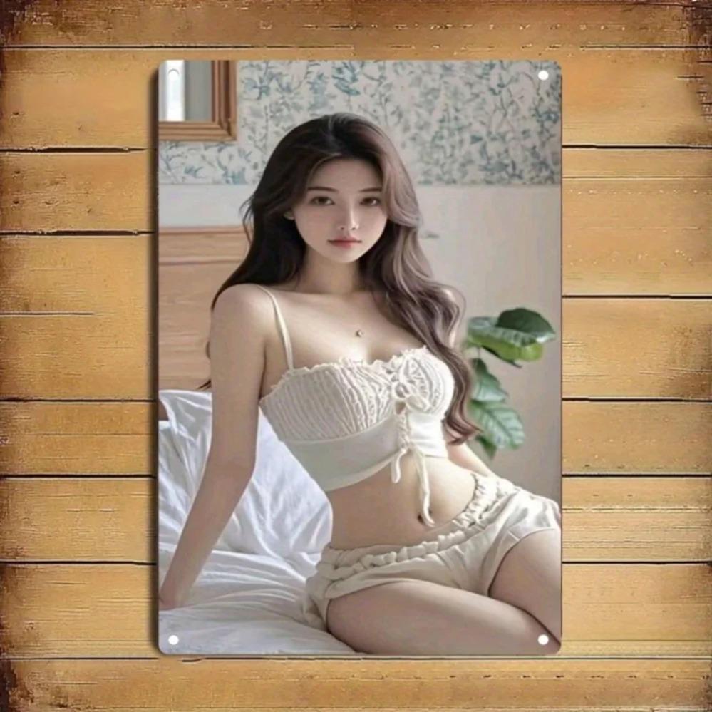 

DORA Tin Sign Retro Wall Tin Sign D Flat Metal Elegant Girl Home Bar Cafe Art Durable Decor Christmas Gift 20x30cm（7.8x11.8inch）