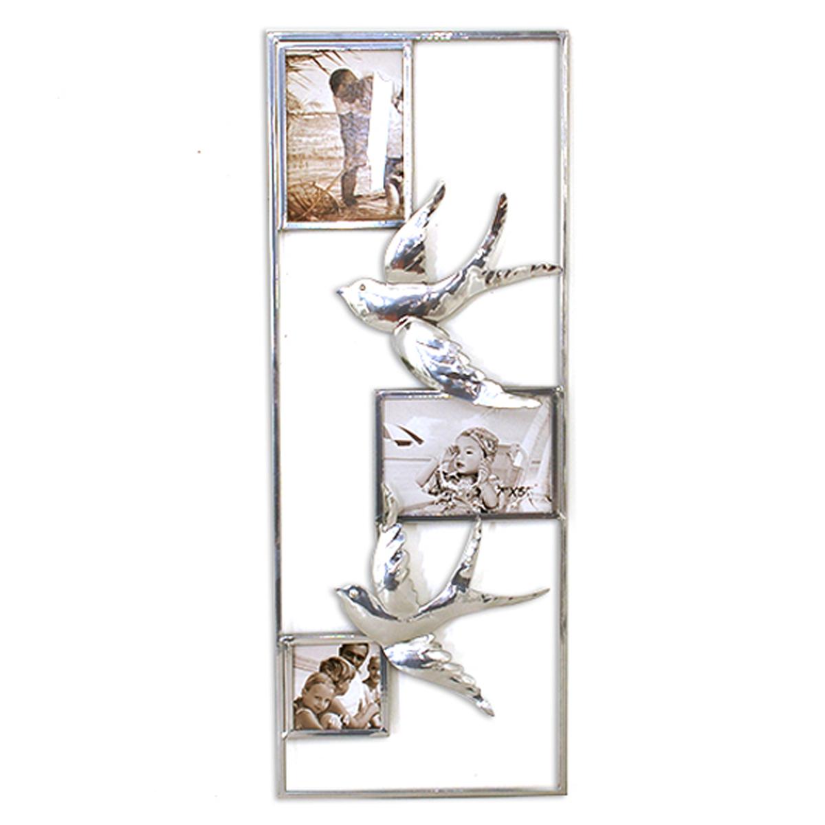 

Les Trésors De Lily [A1188] - Décoration métal XXL- pêle-mêle Hirondelles argenté - 74x29x3 cm