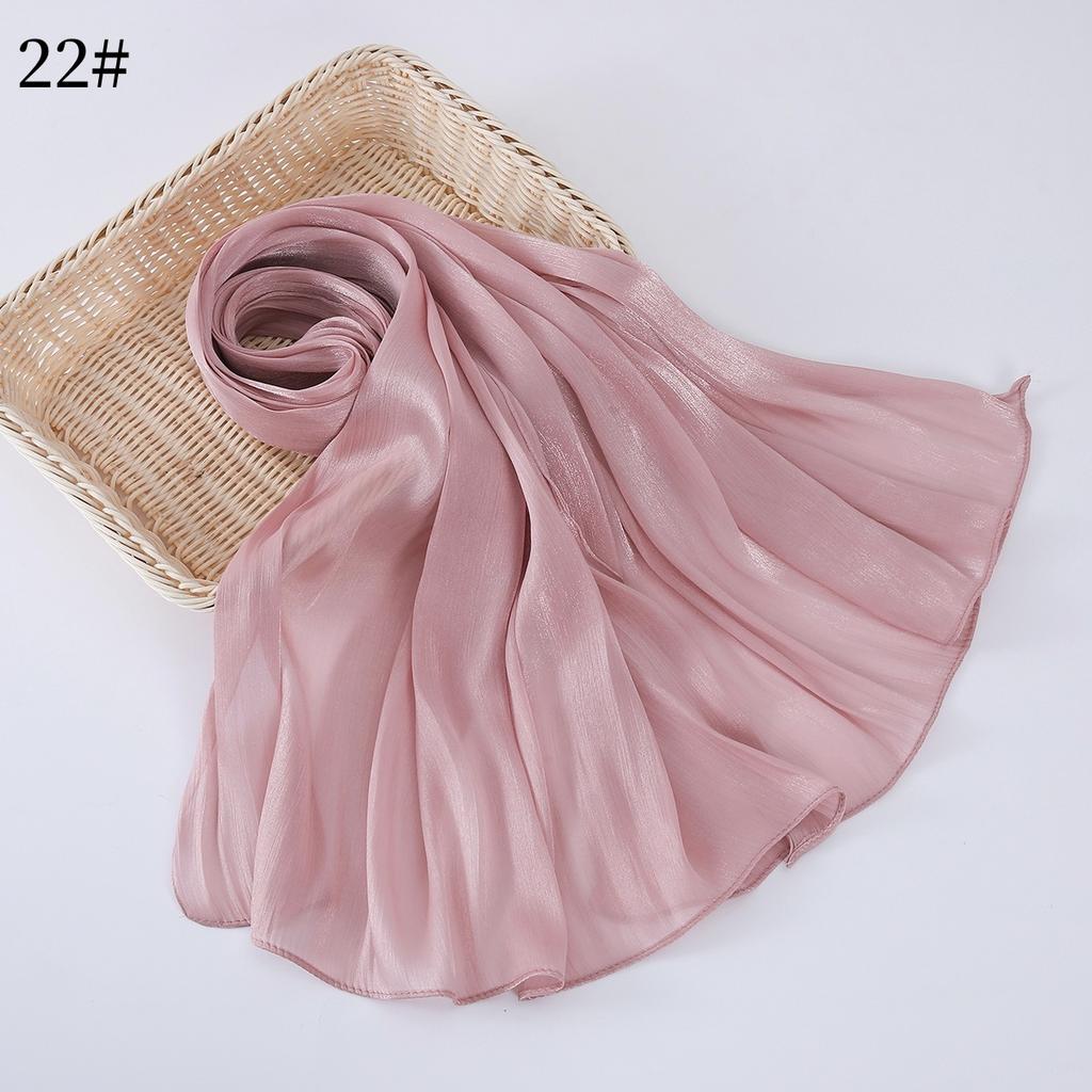 35 Colors Women Hijab Scarf Shiny Muslim Long Scarves Light Weight Soft Turban Shawl Organza Satin Shimmer Scarf