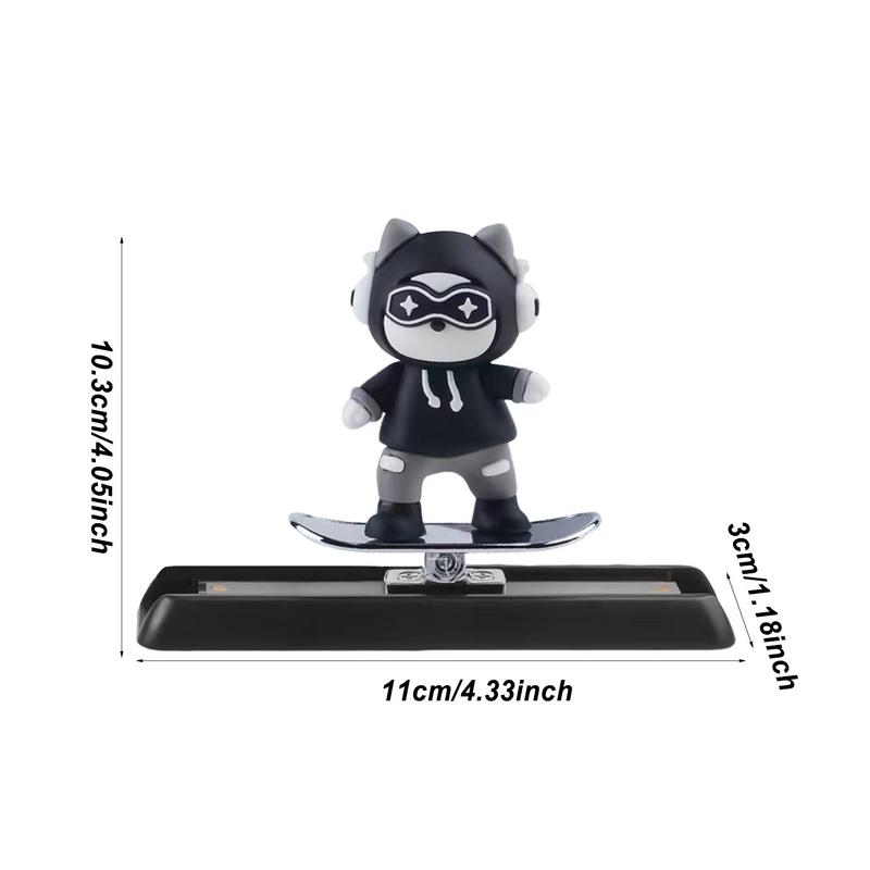 Cute Cat Car Decorations Cartoon Cat Skateboard Ornaments Colorful Metal Car Decor Cute Auto Ornament For Travel Daily Life