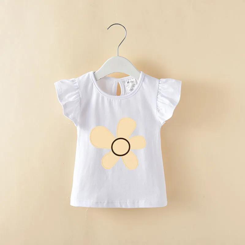 Kortärmad T-shirt Sommartopp Tunn Sommar Babyflickor Bas-tröja