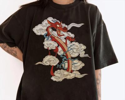 Disney Mulan Mushu Dragon 100% Cotton T-shirt Mens Tees Top Unisex 100% Cotton T-shirt Mens Tees Top Kid Shirt Adult