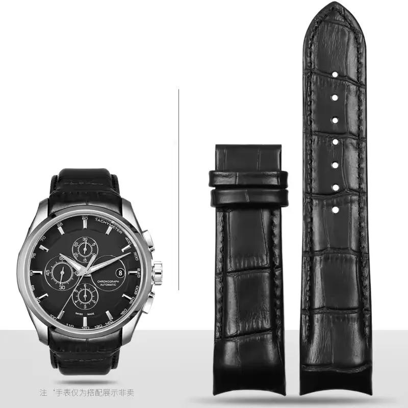 Curved End Genuine Leather Watchband 22mm 23mm 24mm for Tissot Couturier T035 Watch Band Steel Buckle Strap Wrist Bracelet