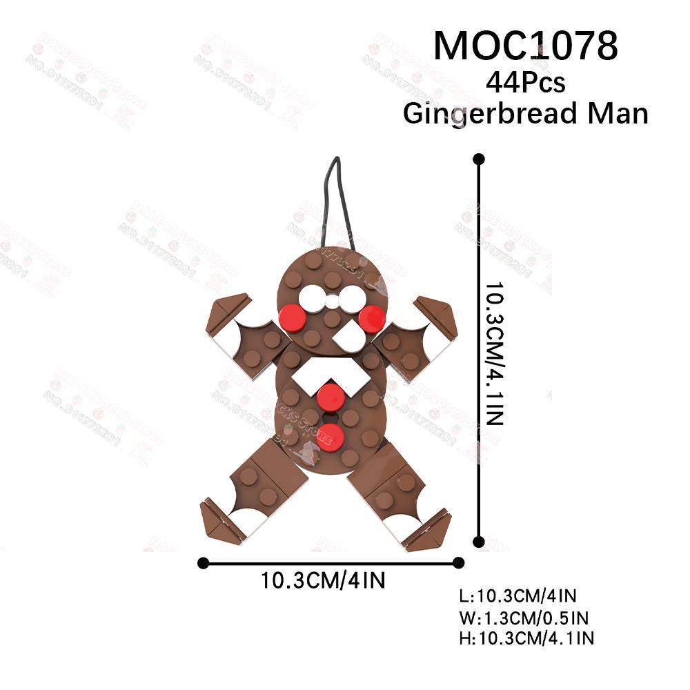 Christmas Pendant MOC Building Blocks Creative Wreath Snowflake Penguin Santa Claus Decorations Model DIY Assembly Toys For Kids