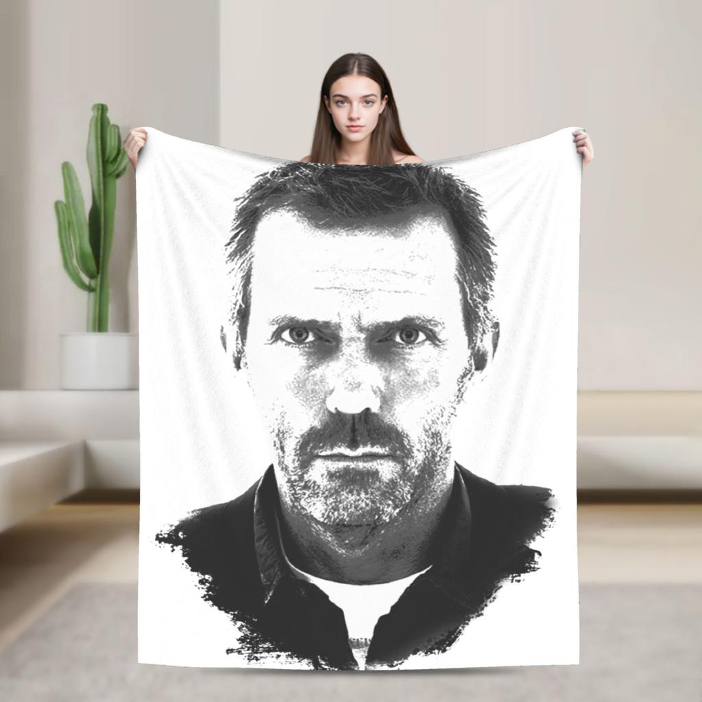 House MD Blanket Hugh Laurie Dr House Plush Vintage Warm Throw Blanket for Chair Covering Sofa Spring Autumn