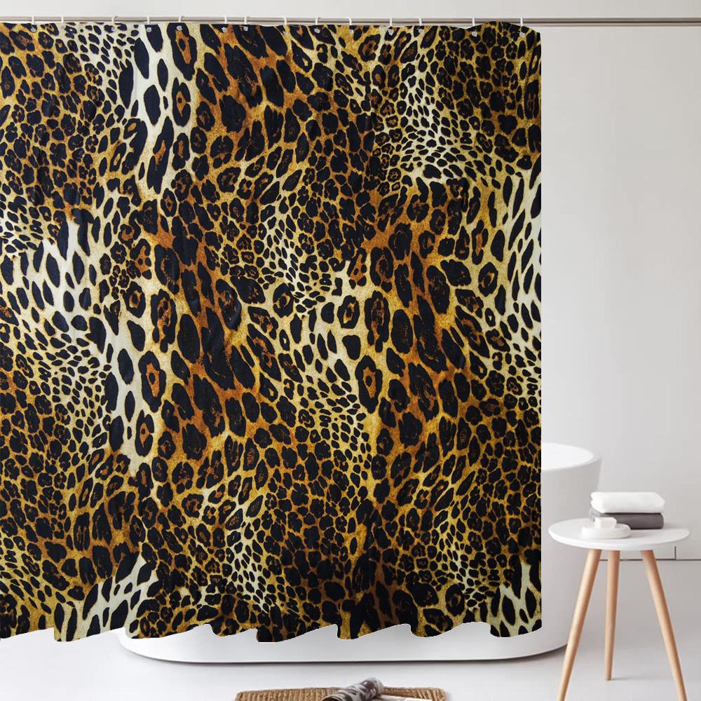 3D Modern leopard Pattern Shower Curtains Bathroom Decor Bath Curtains Set Non-slip Bath Mats Pedestal Rug Toilet Seat Cover