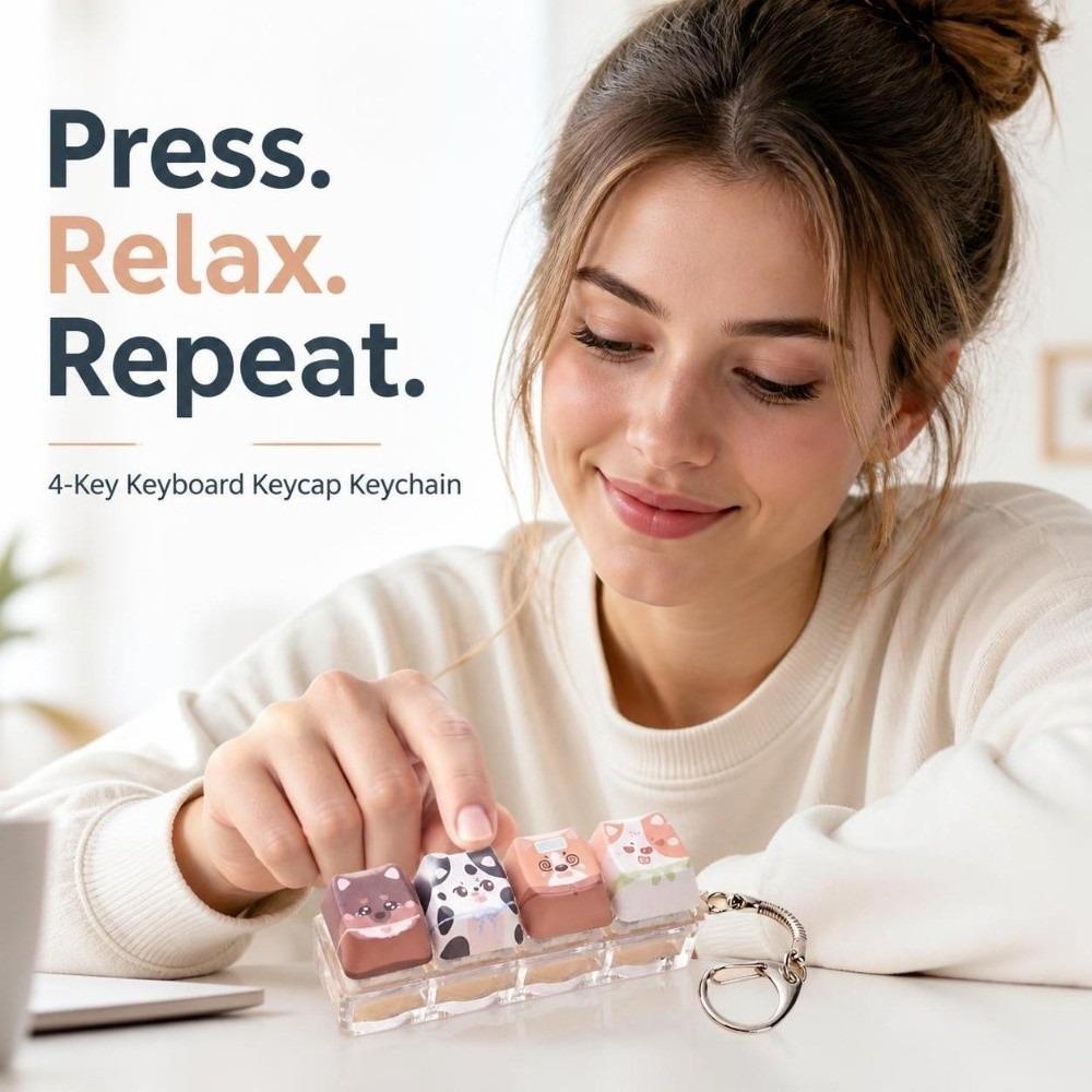 Keyboard Stress Relief Clicker Mechanical Creative Dog Keychain  Children Adults