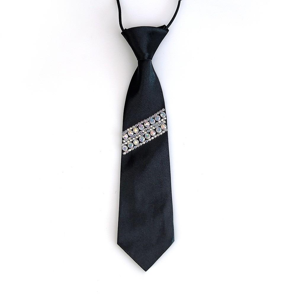 Rhinestone Pearls Tie Black Decoration Shirt Tie Temperament Hand-beaded Long Necktie  Students