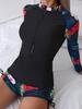European & American Zippered Two-Piece Long Sleeve Split Swimsuit