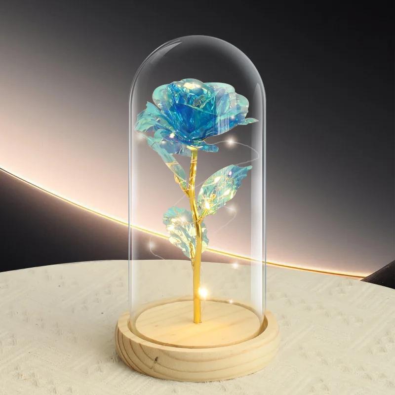 24K immortal flower rose glass lampshade Christmas gold foil flower Valentine's Day birthday gift high-end artificial flower