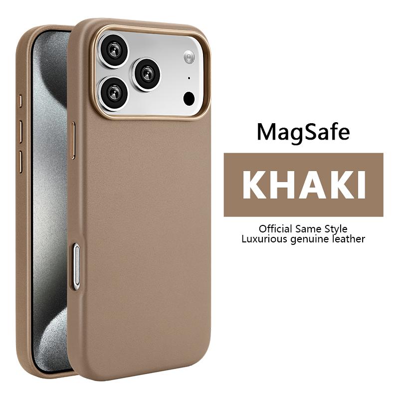 Plain Leather Case For iPhone 17 Air 16 15 14 Plus 13 Magnetic Cover For Magsafe Cover