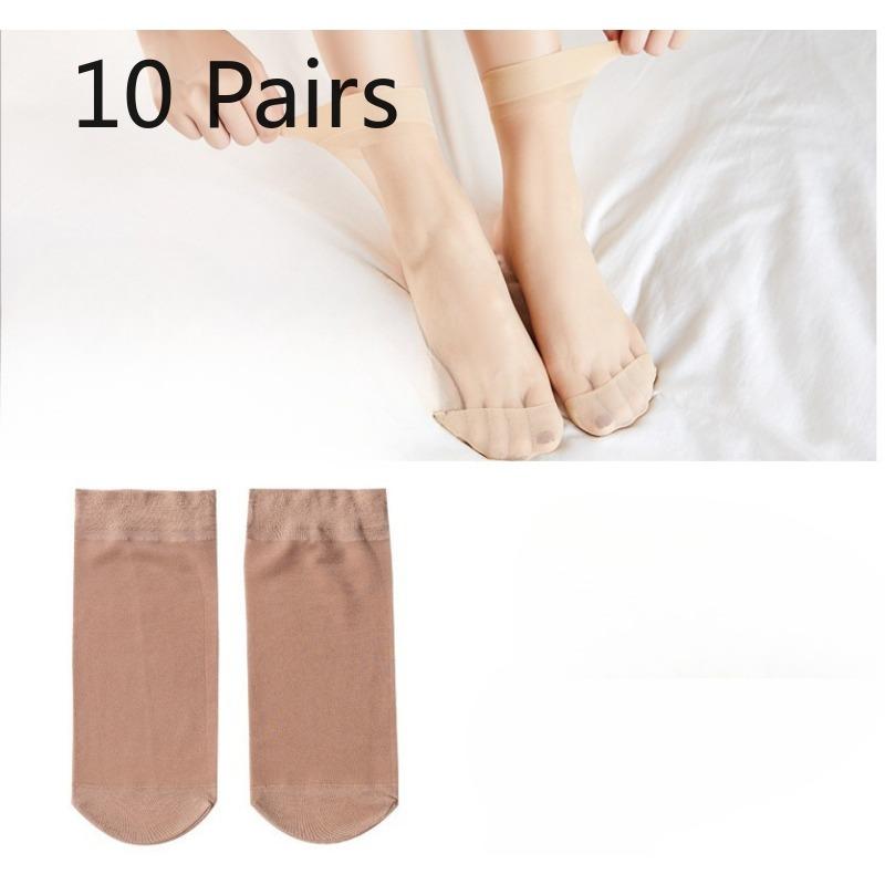

10 пар женских летних ультратонких прозрачных носков из хрустального шелка, не скользящих, устойчивых к зацепкам и износу 10 Pairs кофейный