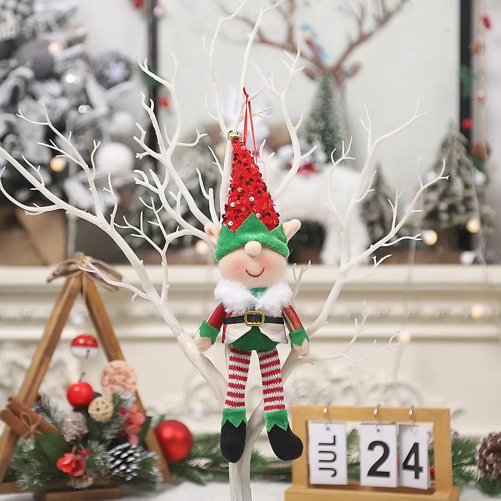 New 34CM Long Legged Cartoon Elf Doll Xmas Tree Pendants Window Decoration Christmas Party Ornament New S Gifts Home Decor