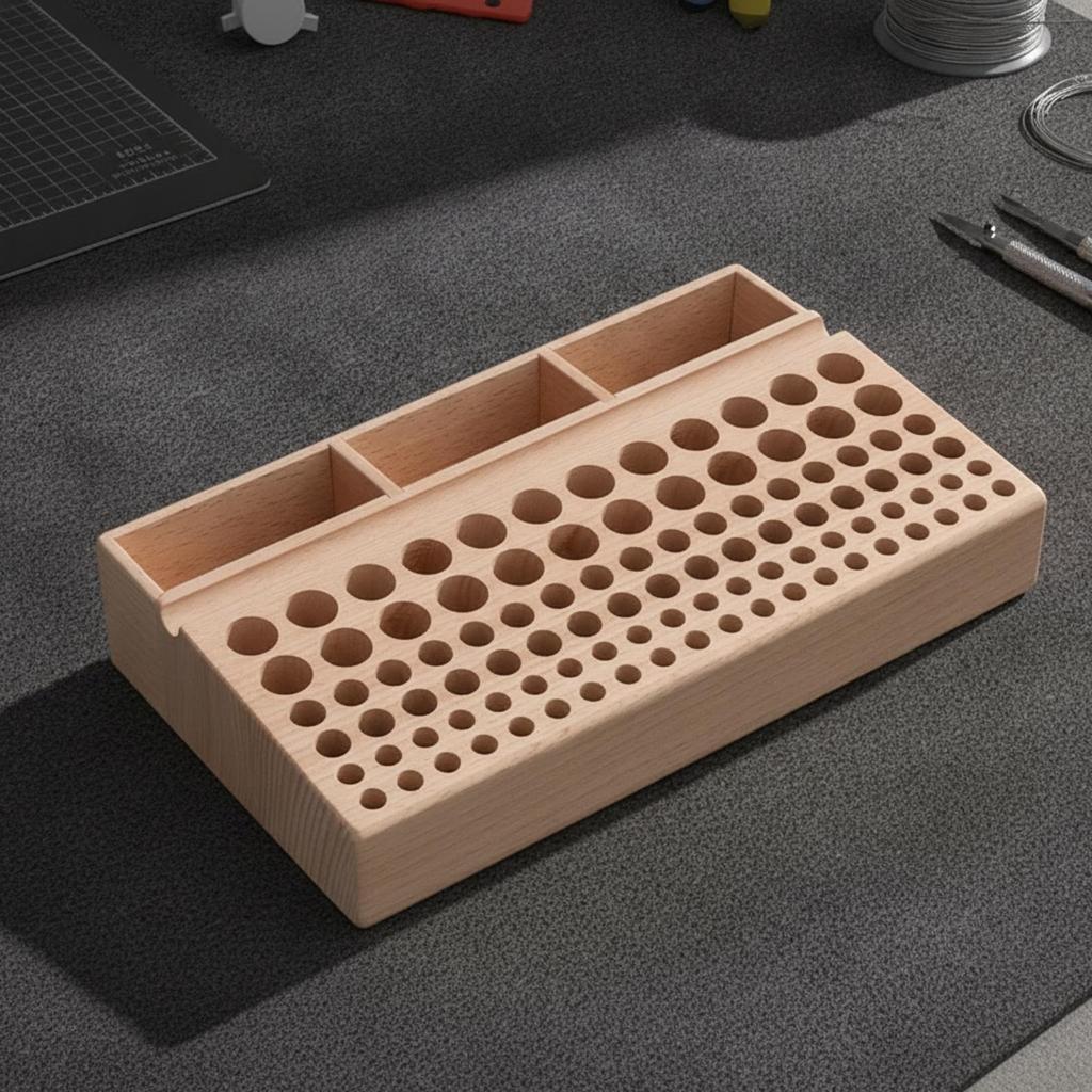 Desktop Hand Tool Stand Practical Wooden Storage Rack with Holes