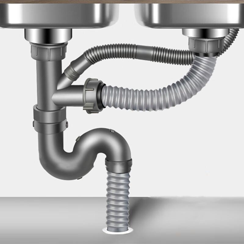 Honggong Kitchen Double Sink Drainer & Pipe Set